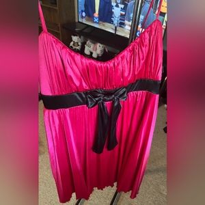 Pink dress with black bow